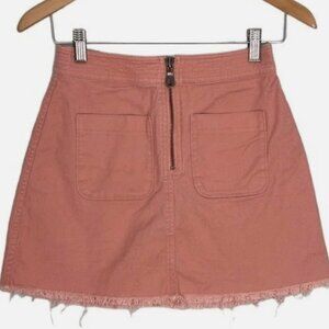 Madewell Women's 4 Denim Pink Cotton Stretch Mini Zipper Jean Pocket Skirt